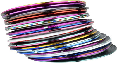 

Royalkart New Fantastic 24 Roll Mix Color Metallic Nails Art Tape Lace Line Strips Decoration Stickers UV Gel Polish for Nail Art Decals(multicolour)