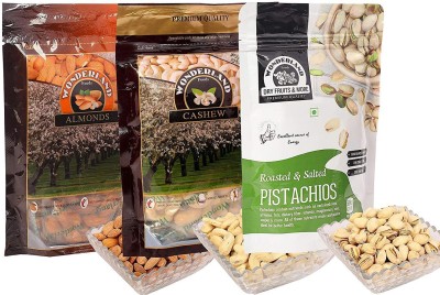 WONDERLAND Almonds, Cashew & Roasted Salted Pistachios Nuts Combo Pack of 3 (200g Each) Pistachios, Cashews, Almonds(3 x 200 g)