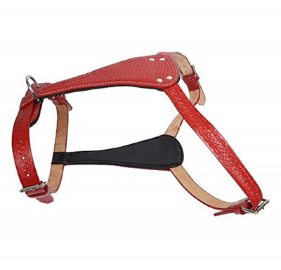 

SRI Padded Texture Leather Harness for  Breed Dog (Red) Dog Everyday Collar(, Red