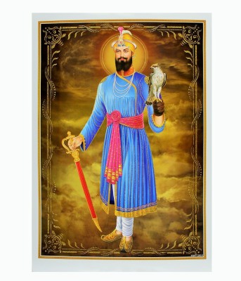Golden Zari Art Work Poster Of Guru Govind Singhji Big Without Frame (24 X 36 Inches) Fine Art Print(36 inch X 24 inch, Rolled)