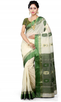 BRISHTI CREATIONS Self Design Garad Tussar Silk Saree(Green)