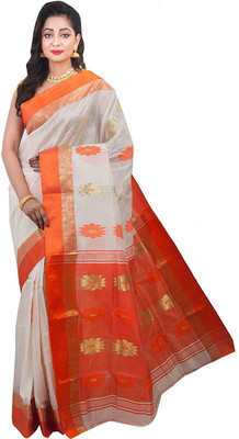 BRISHTI CREATIONS Self Design Garad Tussar Silk Saree(Orange)