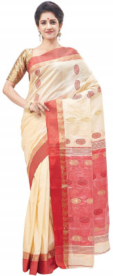 BRISHTI CREATIONS Self Design Garad Tussar Silk Saree(Beige)