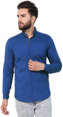 U TURN Men Solid Casual Blue Shirt