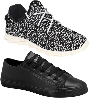 

Pexlo Combo Pack of 2 Casual & Sports Shoes (Sneakers Shoes) Running Shoes For Men(Black, White