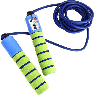 

QUINERGYS Adjustable Jump Rope Comfortable Handles Counter Speed Skipping Rope(Green, Blue, Length: 320 cm), Multicolor-02