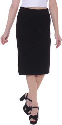 KAAYA Solid Women Pencil Black Skirt