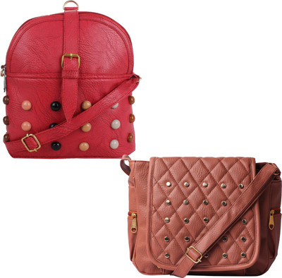 

Fillin Cart Women Casual, Evening/Party, Formal Red, Brown PU Sling Bag, Brown;red