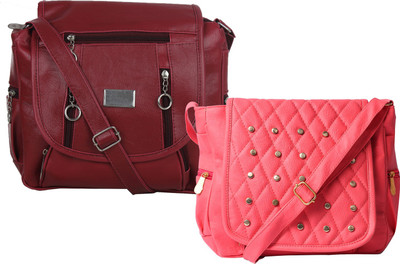 

Fillin Cart Women Casual, Evening/Party, Formal Maroon, Yellow PU Sling Bag