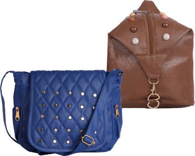 

Fillin Cart Women Casual, Evening/Party, Formal Brown, Blue PU Sling Bag, Blue;brown