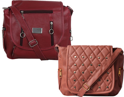 

Fillin Cart Women Casual, Evening/Party, Formal Maroon, Brown PU Sling Bag, Brown;maroon