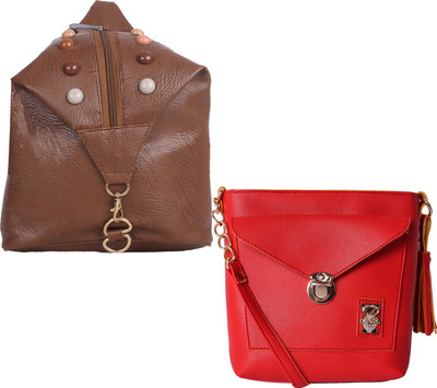 

Fillin Cart Women Casual, Evening/Party, Formal Brown, Red PU Sling Bag