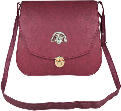 

MINAAR Women Evening/Party, Casual Maroon PU Sling Bag