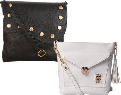

Fillin Cart Women Casual, Evening/Party, Formal Black, White PU Sling Bag