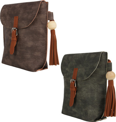 

Tuelip Women Casual Brown, Green PU Sling Bag