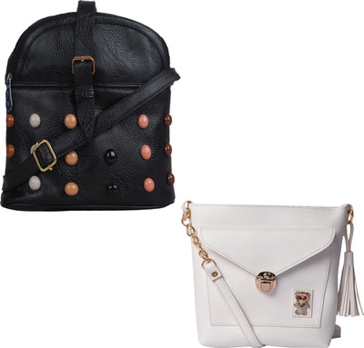 

Fillin Cart Women Casual, Evening/Party, Formal Black, White PU Sling Bag