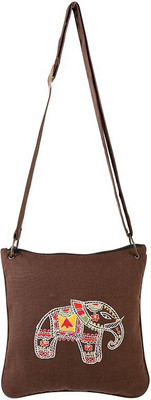 

I Village Men & Women Casual Brown Cotton Sling Bag