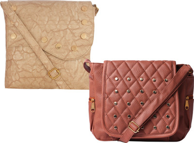 

Fillin Cart Women Casual, Evening/Party, Formal Beige, Brown PU Sling Bag