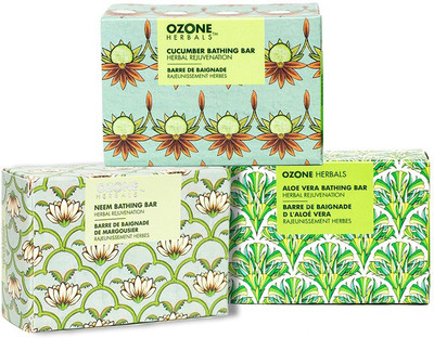 

Ozone Pack of 3 Bathing Bar Soaps - Cucumber, Neem & Aloe Vera(375 g, Pack of 3)