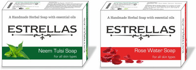 

Estrellas life sciences Rose water & Neem Tulsi Hand made Herbal Soap(180 g, Pack of 2)