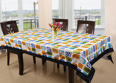 KUBER INDUSTRIES Printed 6 Seater Table Cover(Blue, Cotton)