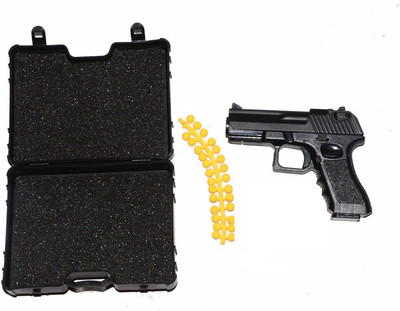 

Bestie Toys Semi Automatic Die Cast Semi Metal Half Die Alloy Replica Pistol With Rubber Bullet(Black)