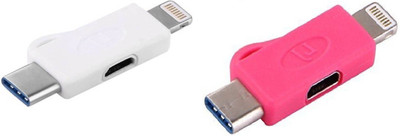 

OLECTRA Set Of 2 Micro Usb To Lightning 8 Pin And Type C Convertor 3 In 1 Charging Adapter USB Cable (Pink & White) USB Adapter(Multicolor)