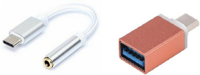 

OLECTRA pack of prime series type c headphone jack adapter and type c otg adapter USB Adapter(Rose Gold, Black)
