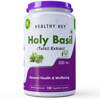 

HealthyHey Nutrition Tulsi Extract (Holy Basil Extract) - Supports Stress & Immune System -120 Veg Caps(300 mg)