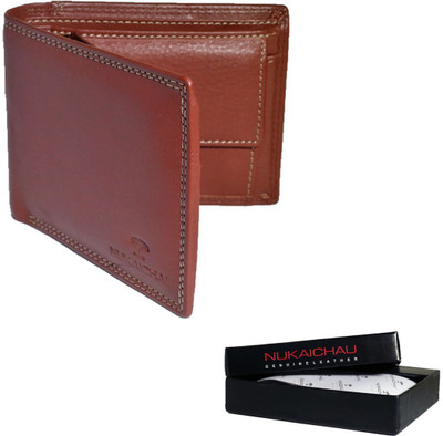 

NUKAICHAU Men Casual Brown Genuine Leather Wallet(8 Card Slots)