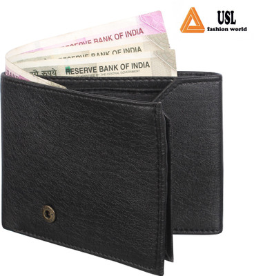 

USL Men Casual Black Artificial Leather Wallet(6 Card Slots)
