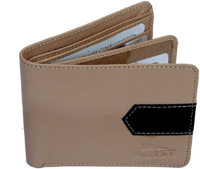 

Arist Boys Casual Beige Genuine Leather Wallet(7 Card Slots), Skin;black