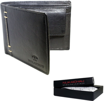 

NUKAICHAU Men Casual Black Genuine Leather Wallet(8 Card Slots)
