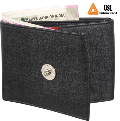 

USL Men Casual Black Artificial Leather Wallet(6 Card Slots)