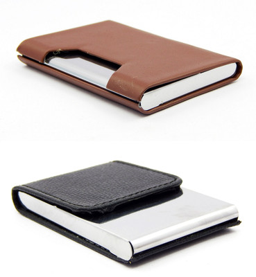 

ELS Men Brown, Black Artificial Leather Card Holder(8 Card Slots), Black;brown