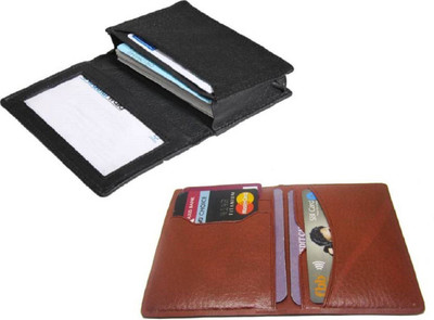 

FERRET Men Casual Black, Brown Genuine Leather, Artificial Leather Card Holder(5 Card Slots), Black;tan