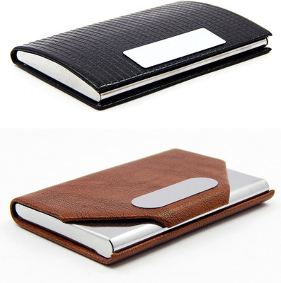 

ELS Men Casual Black, Brown Artificial Leather Card Holder(8 Card Slots)