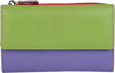

LEATHERSTILE Women Casual Green, Purple Genuine Leather Wallet(10 Card Slots), Multi colour