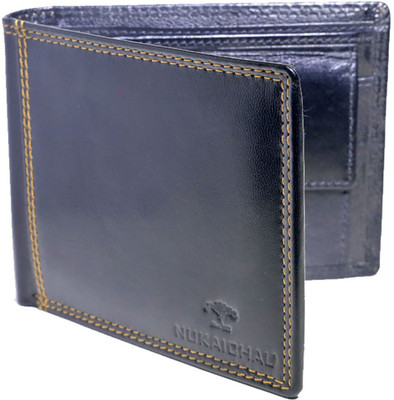 

NUKAICHAU Men Casual Black Genuine Leather Wallet(9 Card Slots)