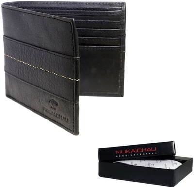 

NUKAICHAU Men Casual Black Genuine Leather Wallet(8 Card Slots)