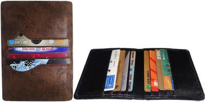 

FERRET Men Casual Brown Artificial Leather, Genuine Leather Card Holder(10 Card Slots), Black;brown