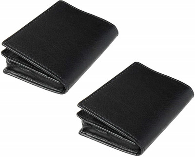 

FERRET Men Casual Black Artificial Leather, Genuine Leather Card Holder(20 Card Slots)