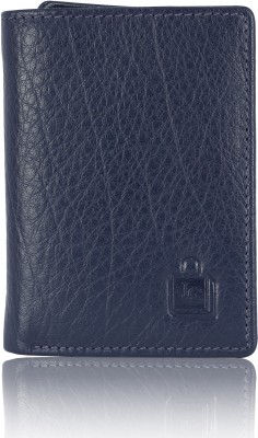 Le Craf Men Casual Blue Genuine Leather Wallet(3 Card Slots)