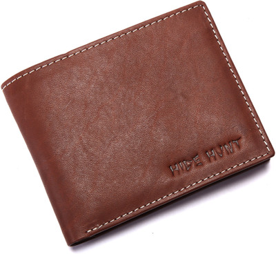 

Hide Hunt Men Casual Brown Genuine Leather Wallet(7 Card Slots), Tan