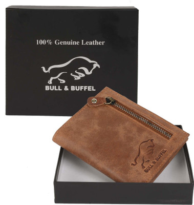 

BULL & BUFFEL Men Travel Brown Genuine Leather Wallet(5 Card Slots), Brown-05