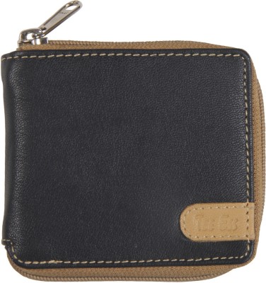 Tee Ess Men Casual Black Genuine Leather Wallet(3 Card Slots)