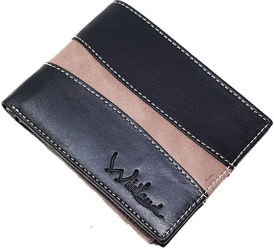 

Wildland Men Casual Black, Beige Genuine Leather Wallet(10 Card Slots), Black tan