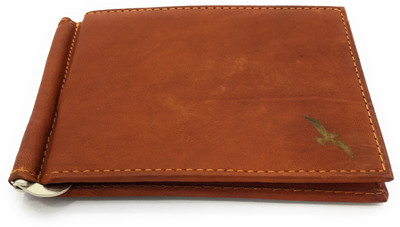 

Ficuster Men Casual Tan Genuine Leather Money Clip(6 Card Slots), Brown