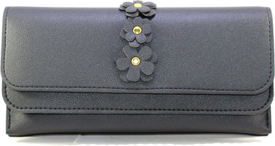 

SKOLL Women Evening/Party Grey Artificial Leather Wallet(4 Card Slots), Black