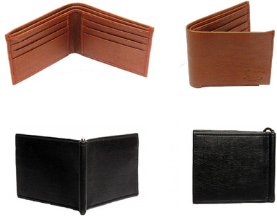 

Olrada Men Formal Black, Tan Genuine Leather Wallet(6 Card Slots), Multi
